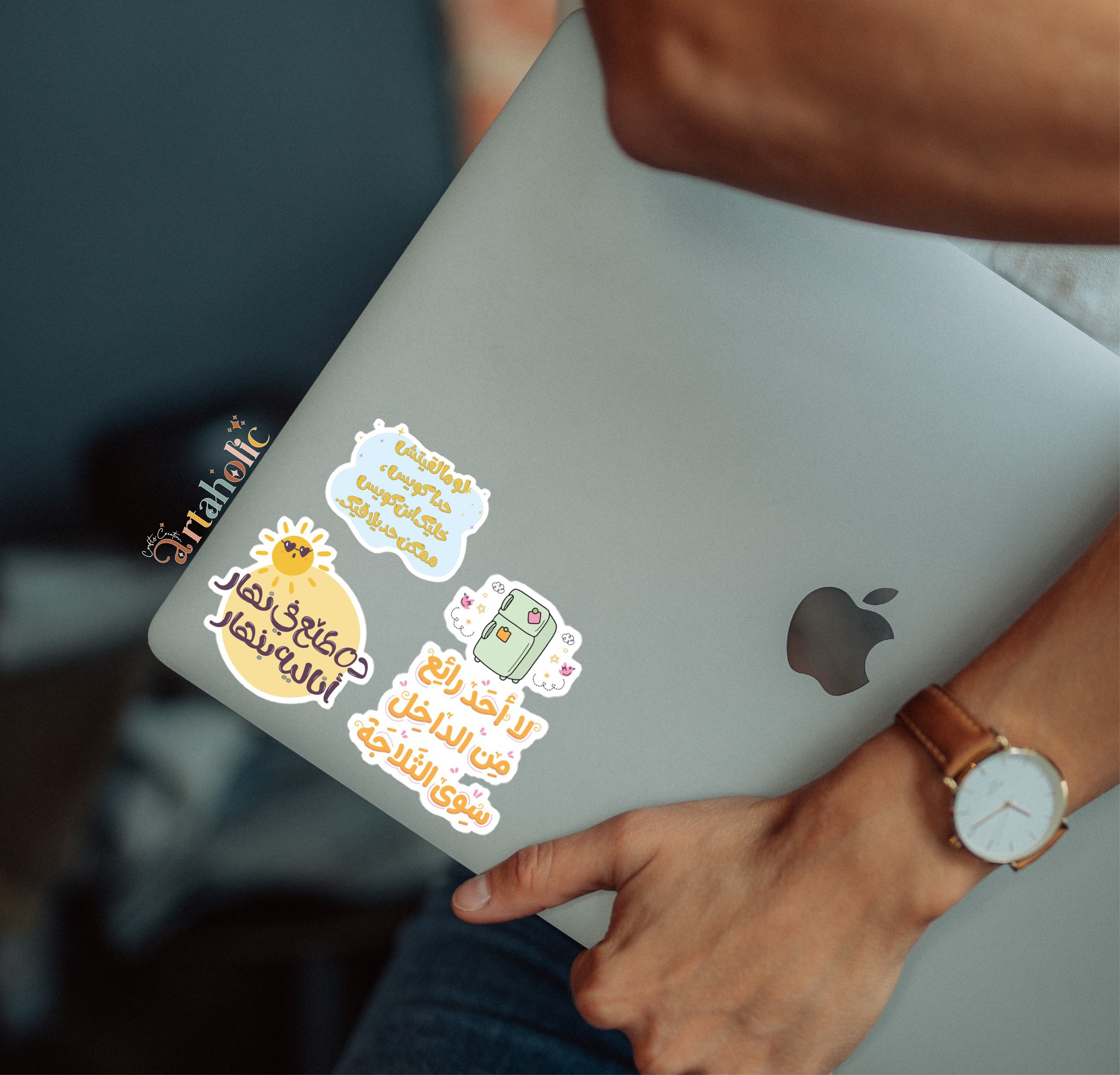 Stick’n’Vibe™ 3-Pcs of Arabic Quote Stickers – Motivational & Aesthetic Designs (08) | Artaholic