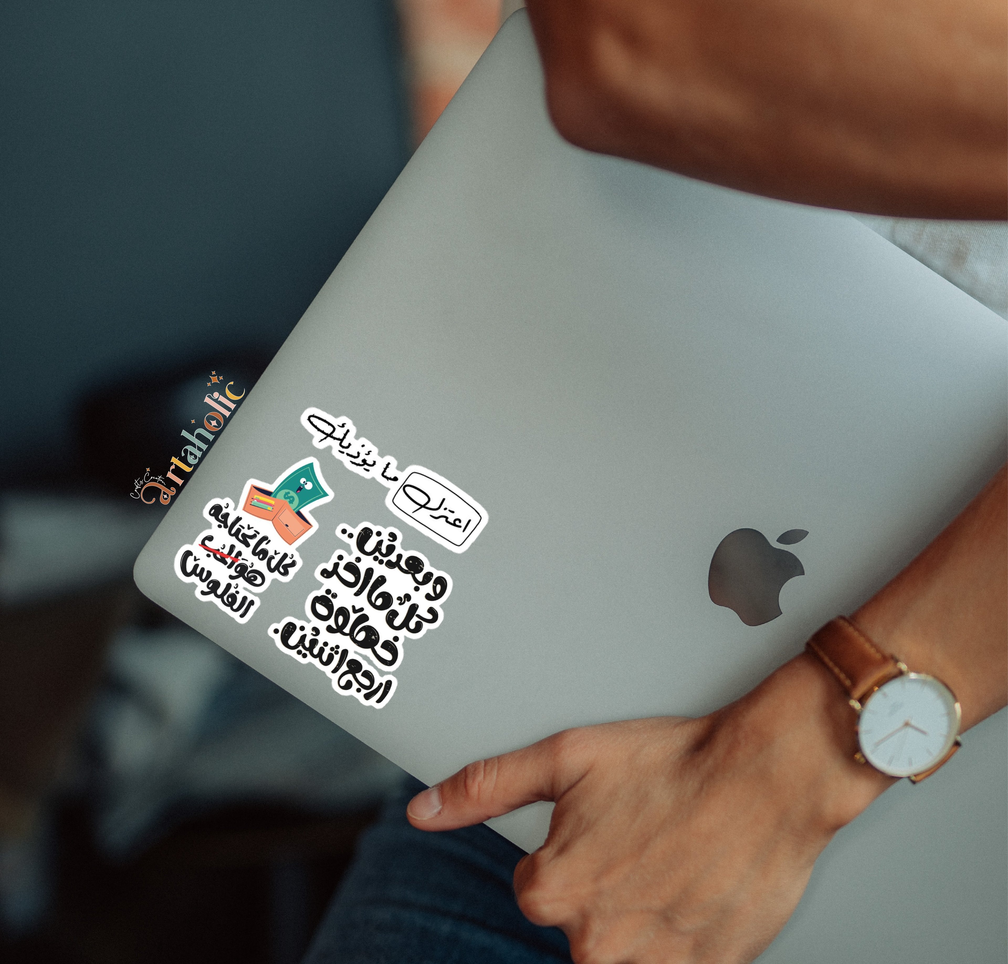 Stick’n’Vibe™ 3-Pcs of Arabic Quote Stickers – Motivational & Aesthetic Designs (06) | Artaholic