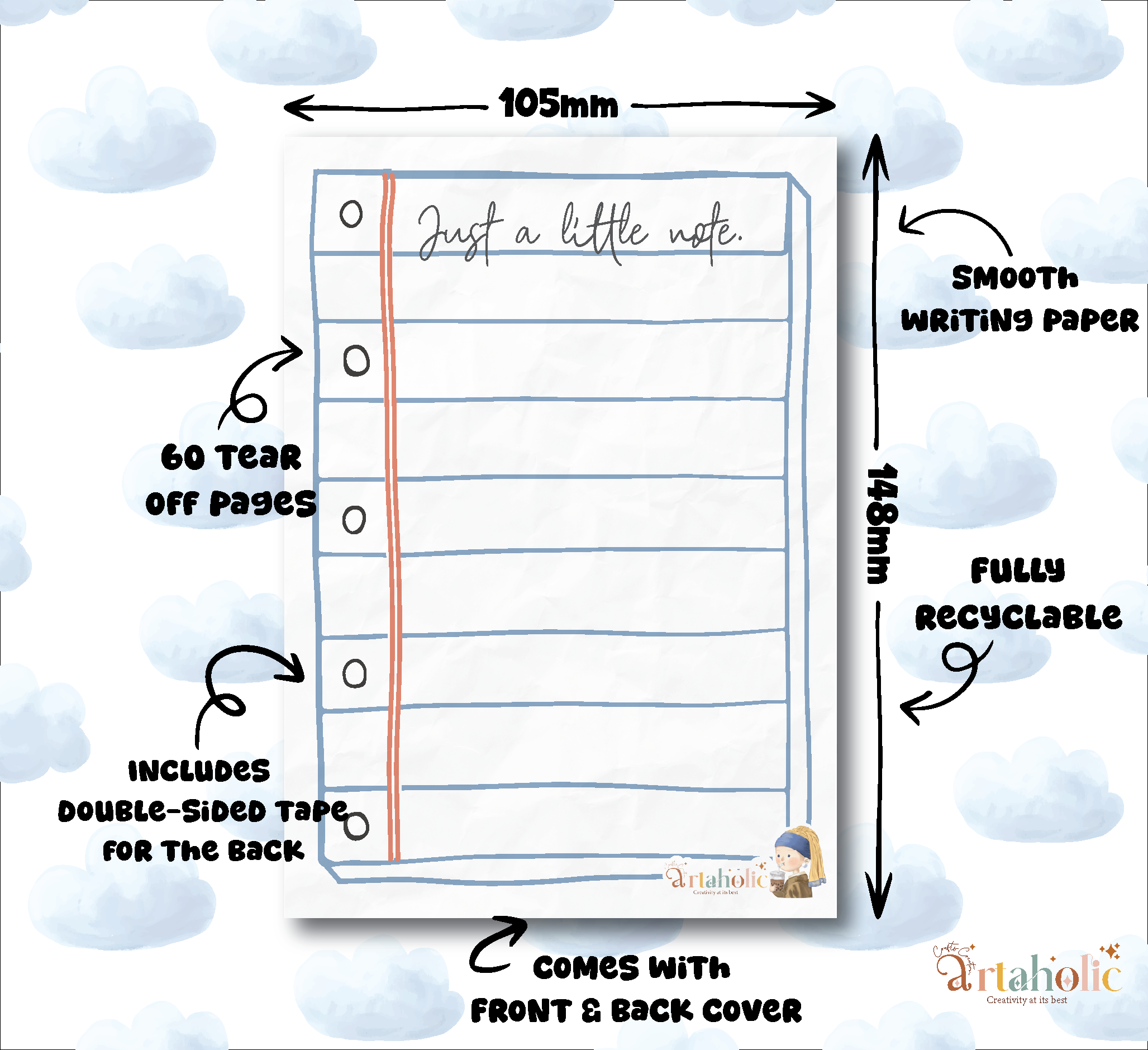 Writaholic™ – Notepads for Writing, Doodling & Everyday Notes - Just a little note | Artaholic