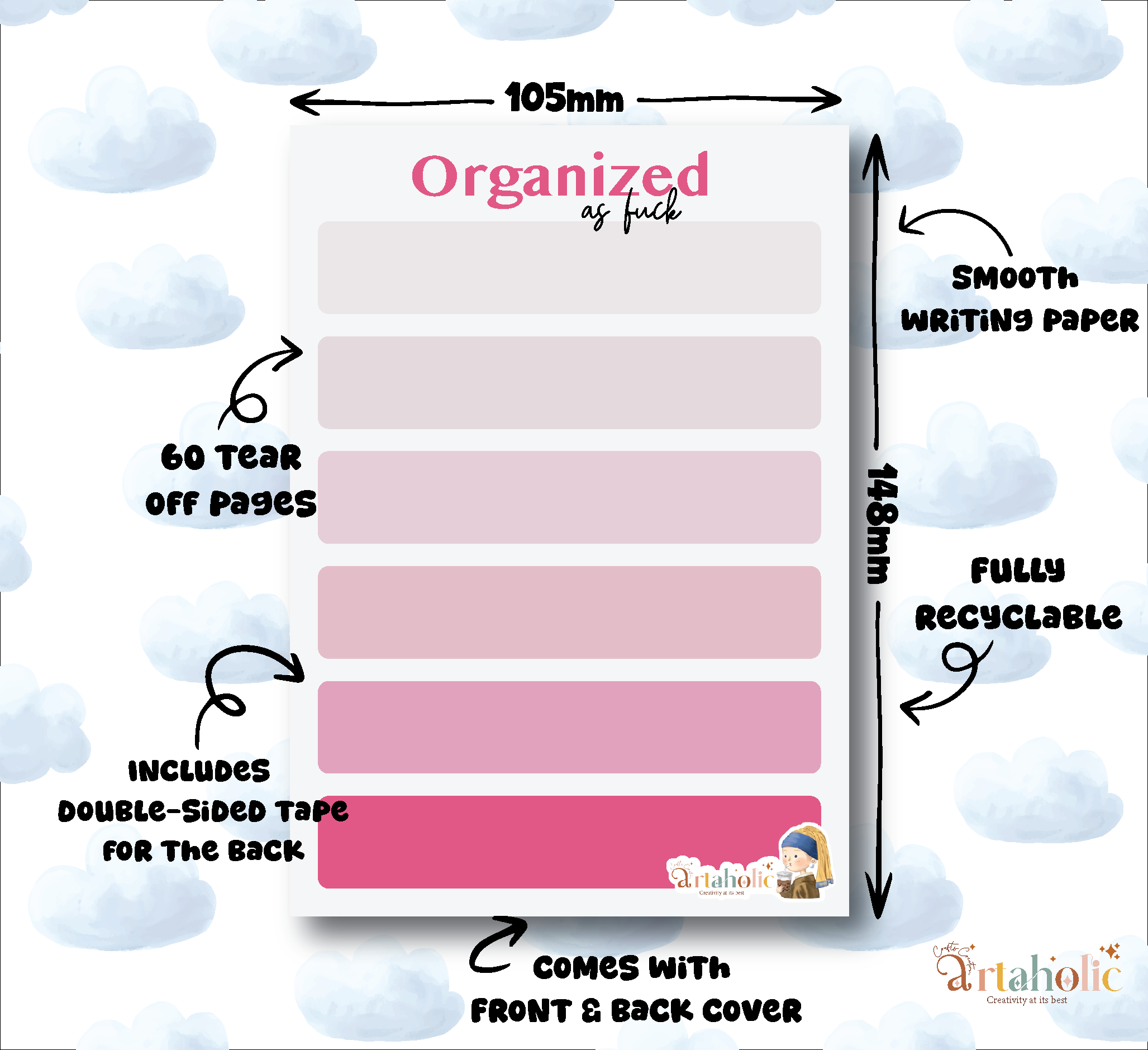 Writaholic™ – Notepads for Writing, Doodling & Everyday Notes - Organized AF| Artaholic